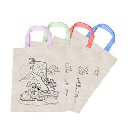 Coloring Cotton Canvas Tote Bag For Kids DIY Drawing OEM Accepted supplier