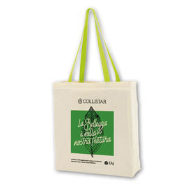 Promotion Custom Printed Cotton Bags 38x42cm With Colored Handles supplier