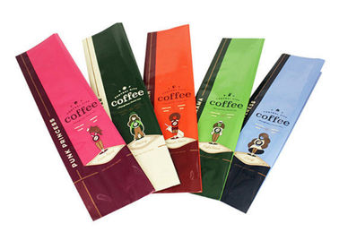 Moisture Proof Commercial Coffee Bags , Flat Bottom Coffee Bags Customized Logo supplier