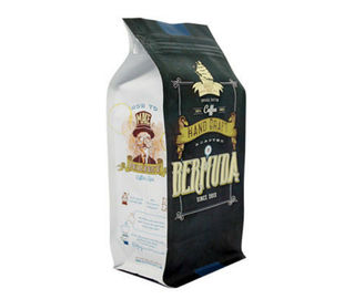 Pull Zipper Matte Black Coffee Bags , Flat Bottom Coffee Bags Easily Open