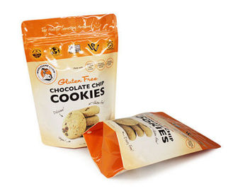 Resealable Stand Up Aluminum Foil Pouches Cookie Packaging With Bottom Gusset
