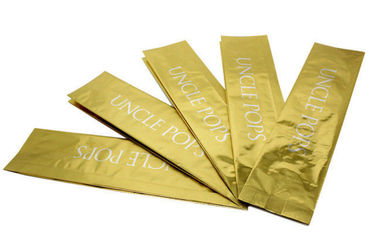 Gold Metallic Foil Side Gusset Pouch Customized Logo High Barrier Properties supplier