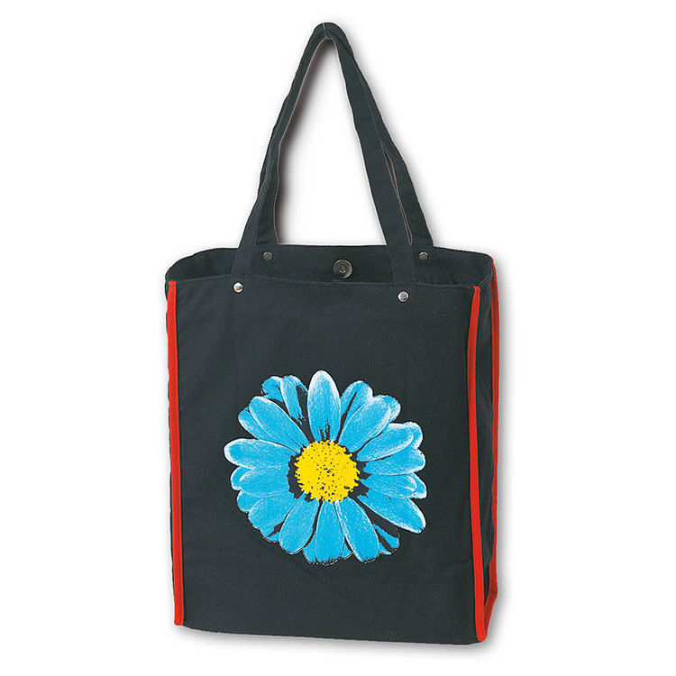 Black Cotton Canvas Tote Bag With Zipper Customized Service Available supplier