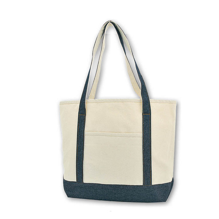 Plain Cotton Canvas Bag With Outside Pockets Customized Logo Accepted supplier