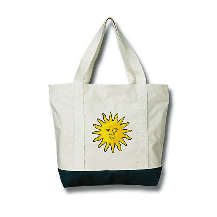 Natural Canvas Shopper Bag With Zip , Canvas Cloth Bags Double Layer Bottom supplier