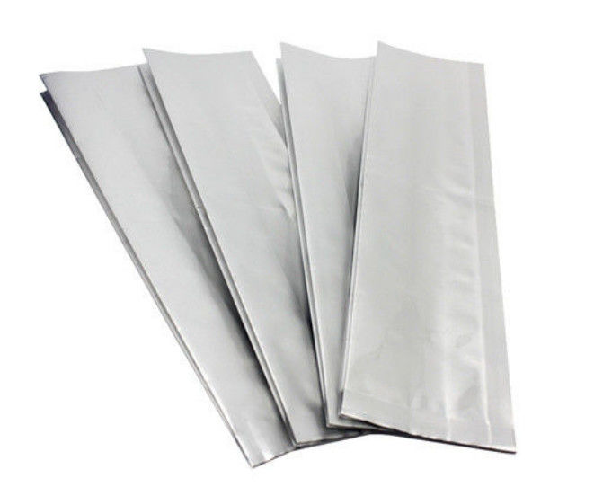 Stock Plain Silver Aluminum Foil Gusseted Coffee Bags , Resealable Food Pouches supplier