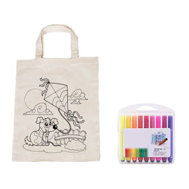 Coloring Cotton Canvas Tote Bag For Kids DIY Drawing OEM Accepted