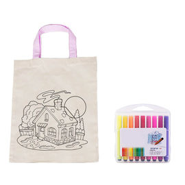 Coloring Cotton Canvas Tote Bag For Kids DIY Drawing OEM Accepted