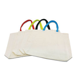 Promotion Custom Printed Cotton Bags 38x42cm With Colored Handles