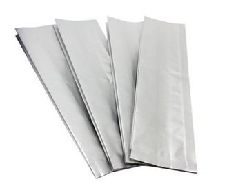 Stock Plain Silver Aluminum Foil Gusseted Coffee Bags , Resealable Food Pouches